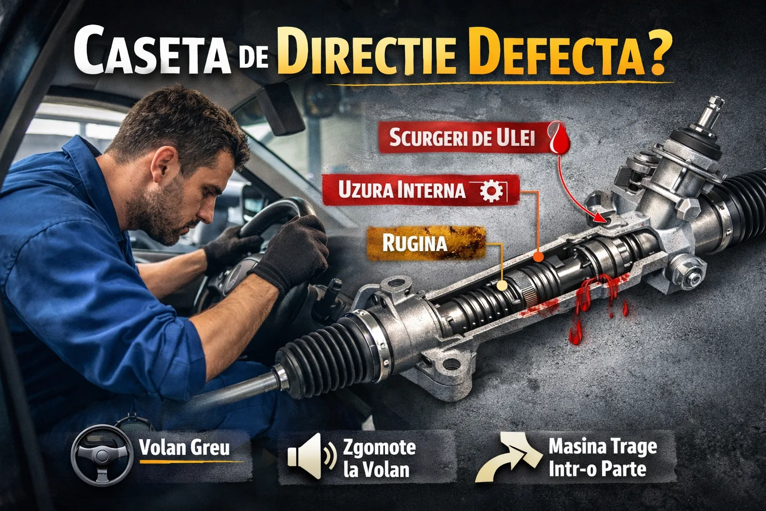 Diagnostică caseta de direcție auto