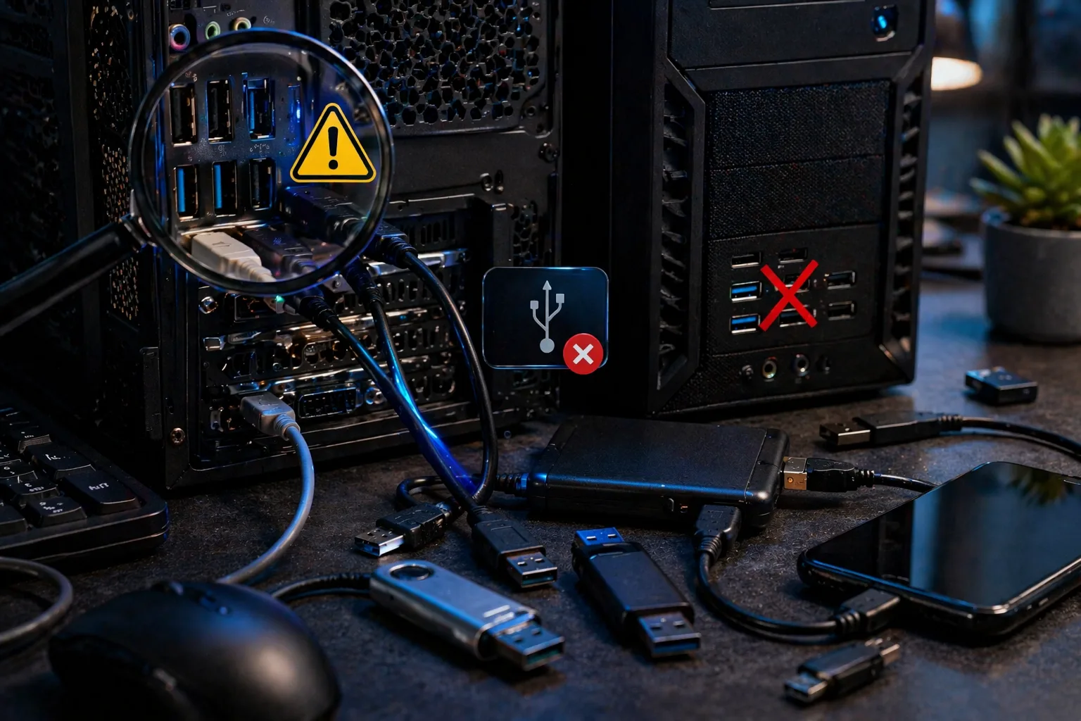 Probleme USB într un spațiu tech