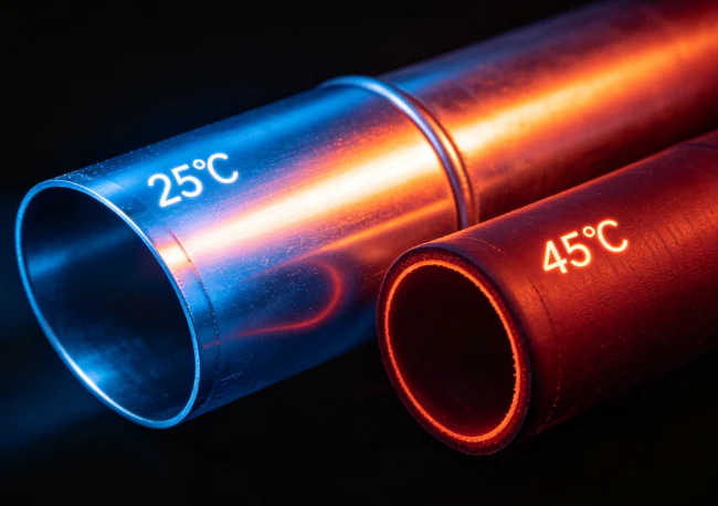 Shiny metal doesn't necessarily mean it's cold The image above illustrates the visual deception that occurs when a thermal imager is applied to different materials